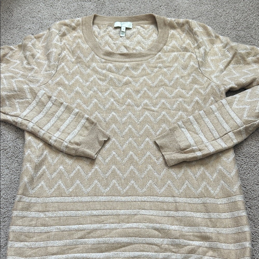 Joie Chevron Pattern Beige Sweater Small